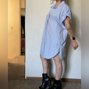 Light Blue Oversized Shirt Dress